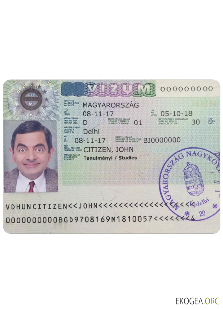 Visa HONGRIE template